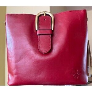 PATRICIA NASH Irving Berry Red Smooth Leather Bucket Satchel Crossbody Bag NWT